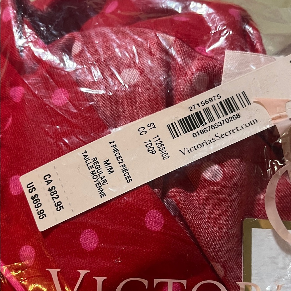 Victoria's Secret Red and Pink Polka Dot Pajama Set - Picture 2 of 3